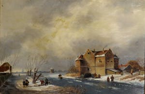 Niet of onleesbaar gesigneerd - Olieverf op doek, Winterlandschap - Ingelijst kopen? Bied vanaf 10!