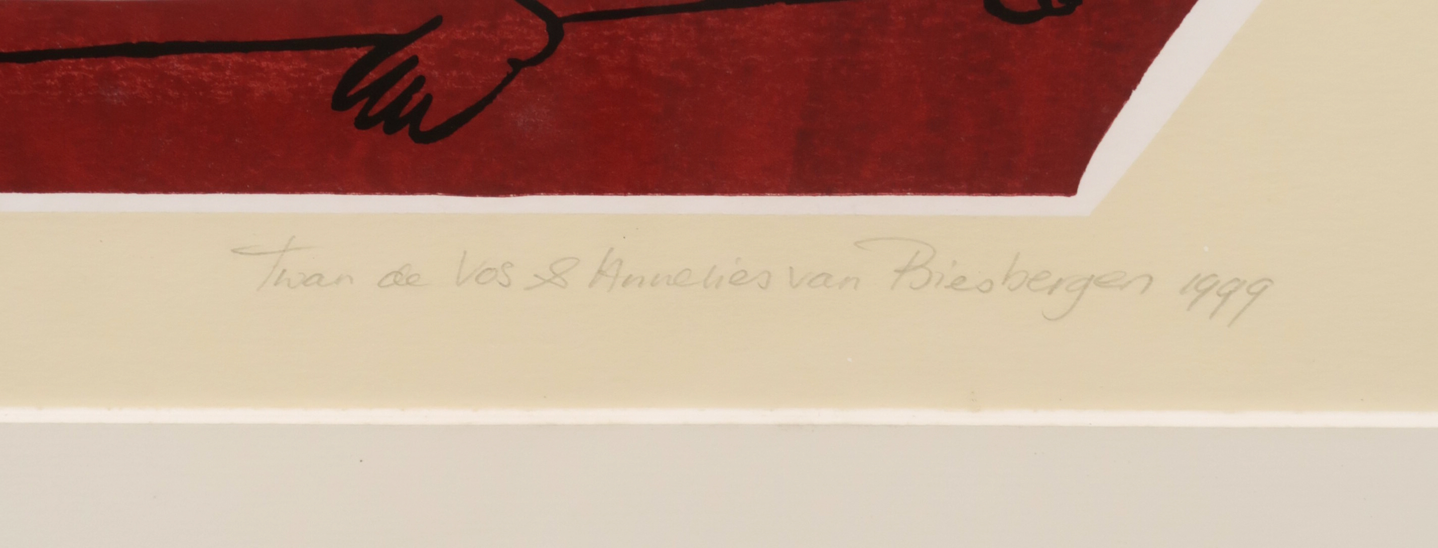 Twan de Vos - Twan de Vos en Annelies van Biesbergen - Zeefdruk, In de wolken kopen? Bied vanaf 35!