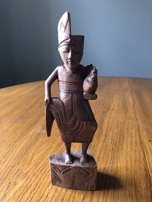 Niet of onleesbaar gesigneerd - Balinees met vechthaan (art deco) kopen? Bied vanaf 1!