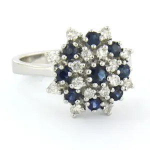 18k wit gouden ring met saffier en briljant geslepen diamant tot. 0,70ct kopen? Bied vanaf 1100!