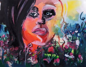 Edith Meijering - Vrouwen portret tussen de bloemen kopen? Bied vanaf 200!