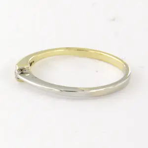 14k bicolour gouden ring met briljant geslepen diamant tot. 0.03ct – F/G- VS/SI kopen? Bied vanaf 170!