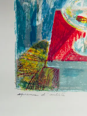 Emilio Grau-Sala - Lithographie "Fenêtre ouverte avec cage à oiseau et poissons rouges" kopen? Bied vanaf 115!