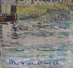 Niet of onleesbaar gesigneerd - Zomer a/d Vliet, 1958 (Toren van Voorschoten o/d achtergrond) kopen? Bied vanaf 1!