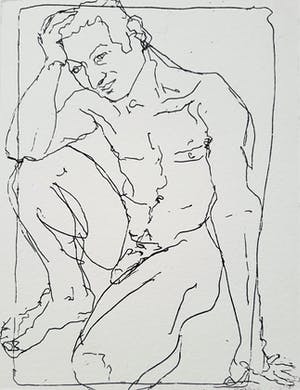 Hans Abbing - Knielend naakt, droge naald ets (eerste druk) kopen? Bied vanaf 45!