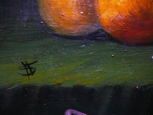 Niet of onleesbaar gesigneerd - Stilleven met abrikozen, druiven en anemonen kopen? Bied vanaf 10!