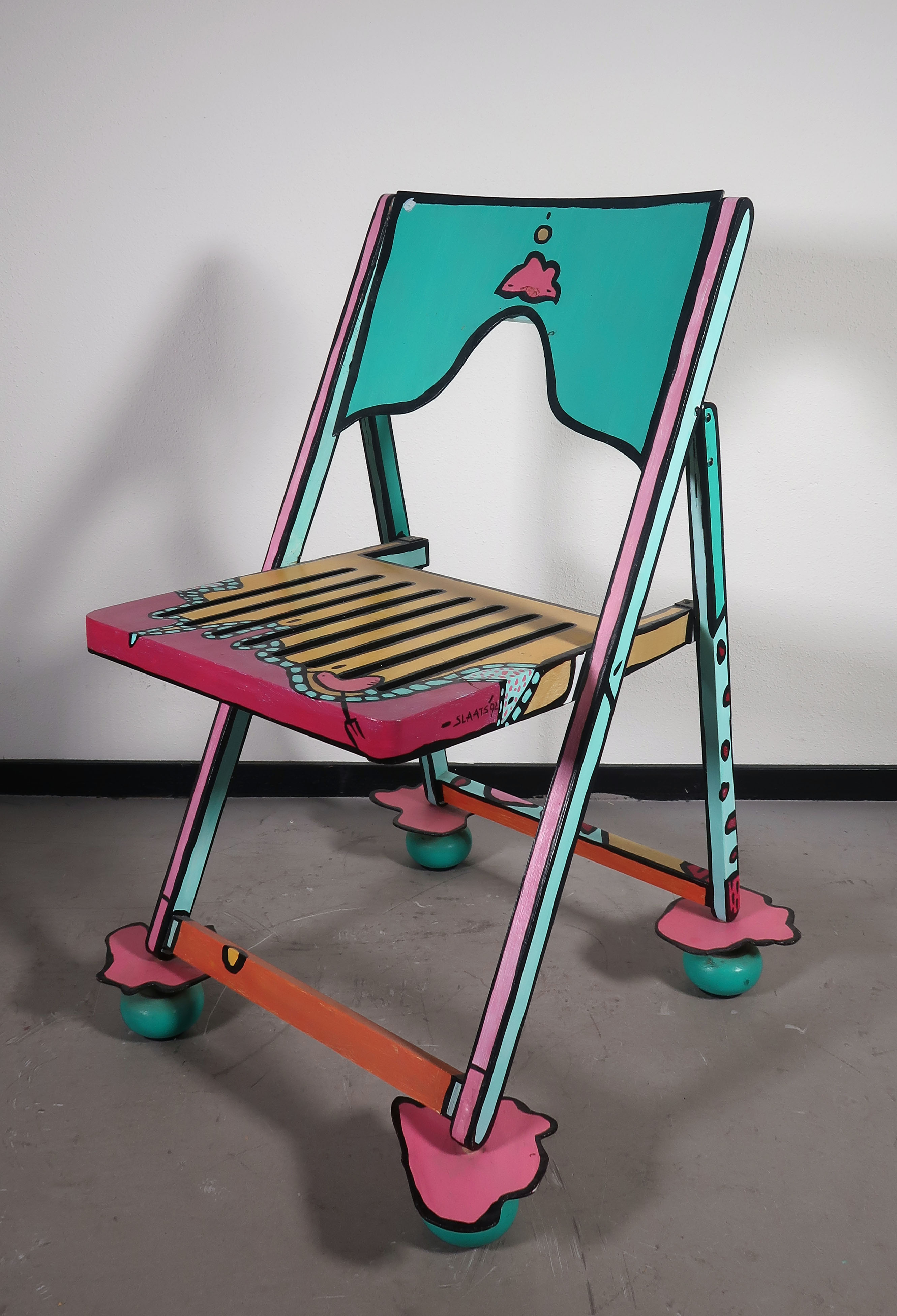 Miriam Slaats - Acryl op hout, Stoel verkocht voor € 1!