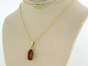 14k gouden collier met een hanger met citrien en single cut geslepen diamant kopen? Bied vanaf 190!