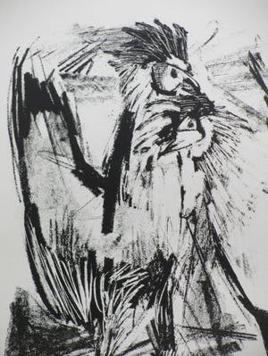 Dick Elffers - Twee hanen - Litho kopen? Bied vanaf 30!