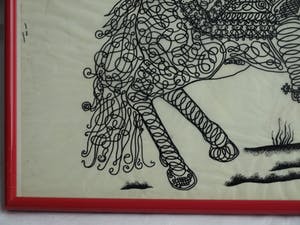 Niet of onleesbaar gesigneerd - Inkttekening , “Ruiter te Paard” – ingelijst kopen? Bied vanaf 10!