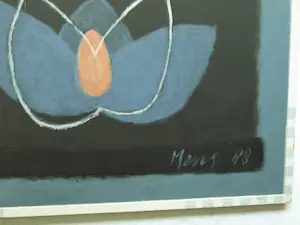 Mieke Mens - Gemengde techniek op board , 2 Bloemen – Lijst, 75 x 64 cm kopen? Bied vanaf 50!