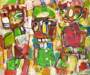 Christine Spierings - Olieverf op doek, Angry boys (Groot) verkocht voor € 60!