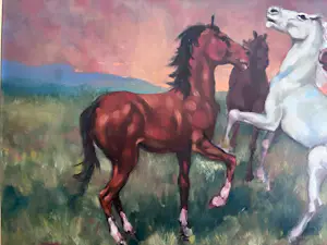 Onbekend - Schilderij met paarden kopen? Bied vanaf 20!