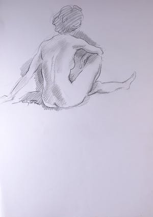 Jan Sluijters (jr.) - Houtskool op papier, Poserend naakt kopen? Bied vanaf 1!