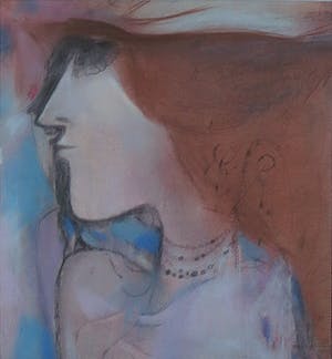 Theo van der Nahmer - Pastel/krijt op papier, Vrouw nr. 2 - Ingelijst kopen? Bied vanaf 1!