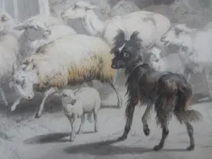 Henriette Ronner-Knip - (1821-1909) Schapen en Honden in Deuropening Schaapskooi kopen? Bied vanaf 250!