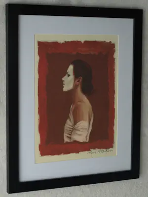Ans Markus - Ingelijste prent, Portret met wit masker + herkomstgegevens – 1998 kopen? Bied vanaf 1!