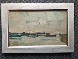 Koos Stikvoort - Riviergezicht met boten kopen? Bied vanaf 175!