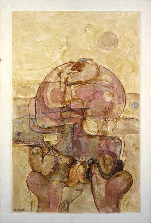 Jack Harden - Gemengde techniek op board, De verplichte non-actieve - Ingelijst kopen? Bied vanaf 50!