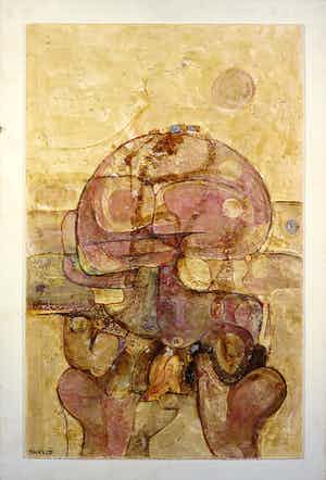 Jack Harden - Gemengde techniek op board, De verplichte non-actieve - Ingelijst verkocht voor € 50!