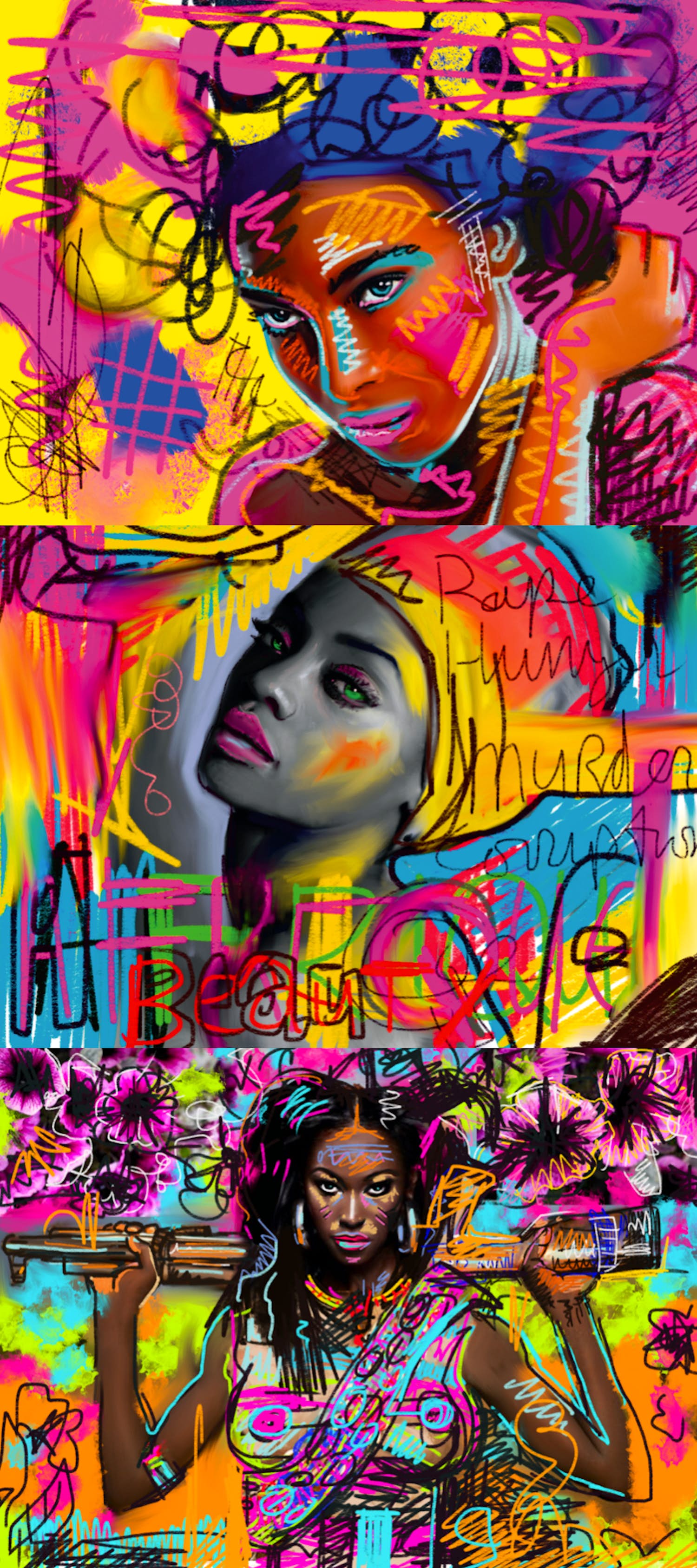 Peter Klashorst - Ebony Queens (set van 3 stuks) verkocht voor € 69!