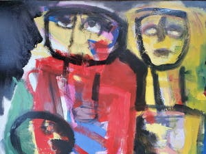 Martin van Wordragen - Olieverf op doek: 'Dubieus gezelschap' - (Zeer groot) kopen? Bied vanaf 450!