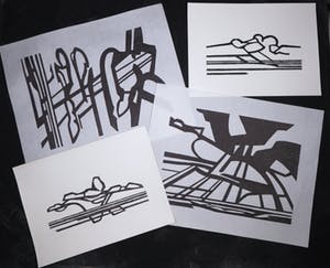 Paul Overhaus - Houtsnede, Lot van vier voorstellingen kopen? Bied vanaf 1!