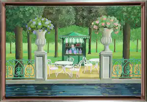 Laetitia de Haas - Olieverf op doek, Jardin public - Ingelijst verkocht voor € 350!