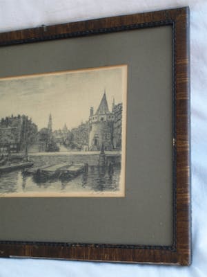 Louis Landre - Ingelijste litho, Prins Hendrikkade Amsterdam – ca 1925 kopen? Bied vanaf 25!