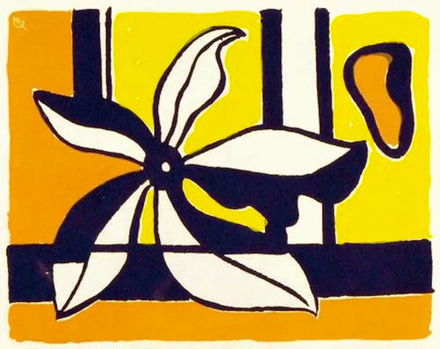 Buy Fernand Leger - Fleur sur fond orange et jaune? Bid from 290!