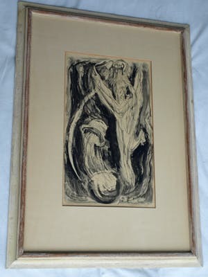 Klaas Pijlman - Inkt en gewassen inkt , “Openbaring van Johannes” - ingelijst – 1955 kopen? Bied vanaf 35!