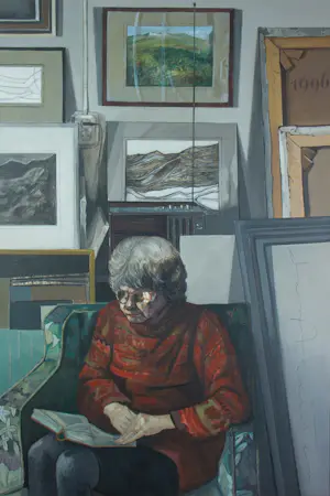 Janus Nuiten - Olieverf op doek, Portret in atelier - Ingelijst kopen? Bied vanaf 150!