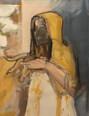 Marcus De Vestele - Der Schlangenzähmer – Großes Gemälde auf Leinwand, um 1970 kopen? Bied vanaf 200!