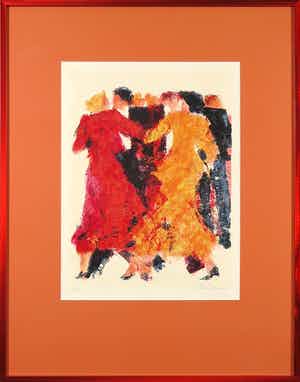 Wil Willemsen - Zeefdruk, Zonder titel - Ingelijst verkocht voor € 35!