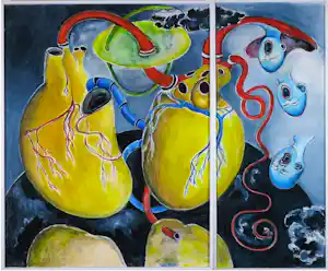 Buy Sophie Mellema - Acryl op paneel, Leven en dood serie - Ingelijst (Groot)? Bid from 20!
