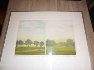 Hans Heijman - Kleuren ets, Bomen aan de dijk/Boerderij in landschap verkocht voor € 40!