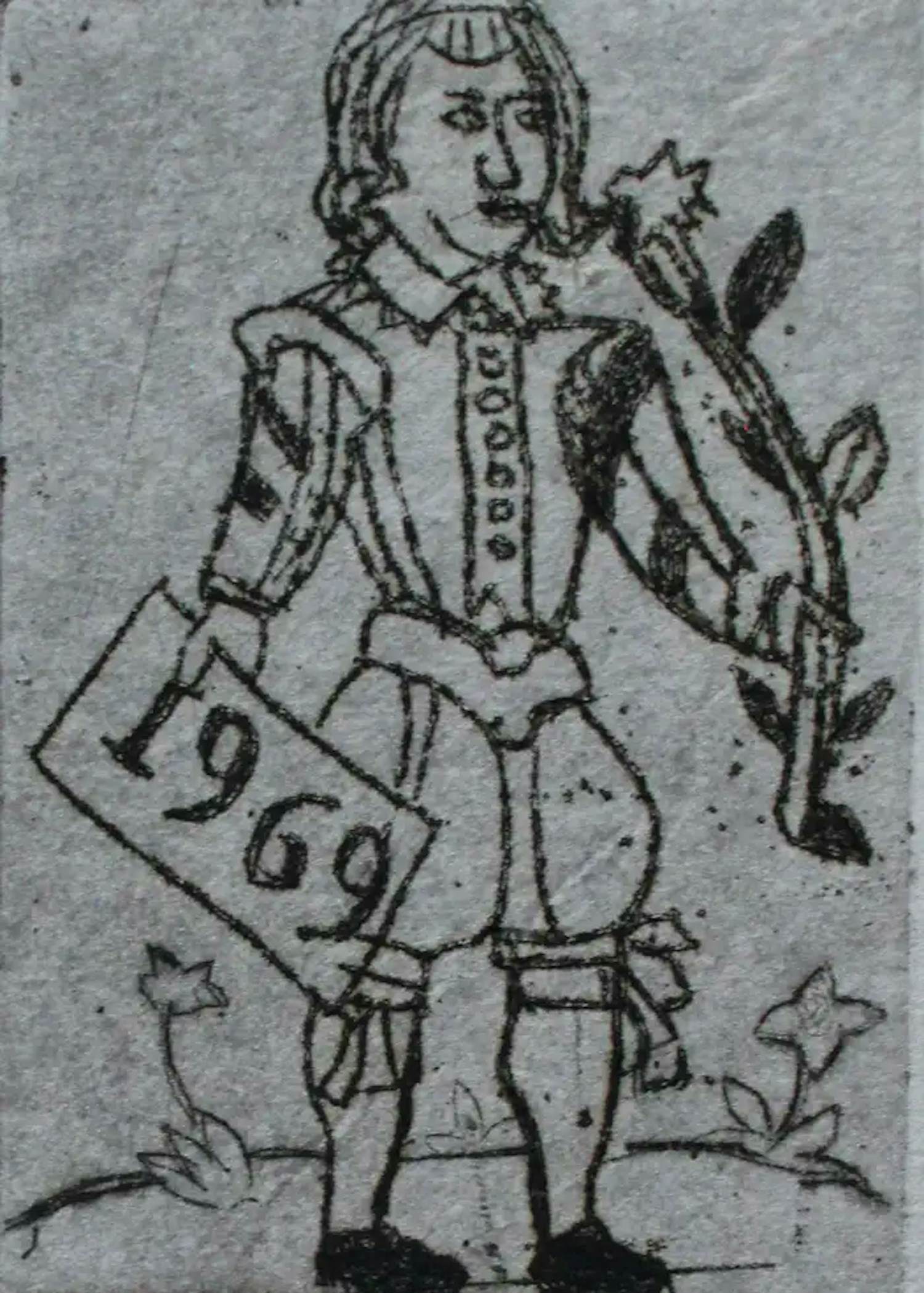 Jos van den Berg - 2 etsen: zelfportet + figuur kopen? Bied vanaf 45!