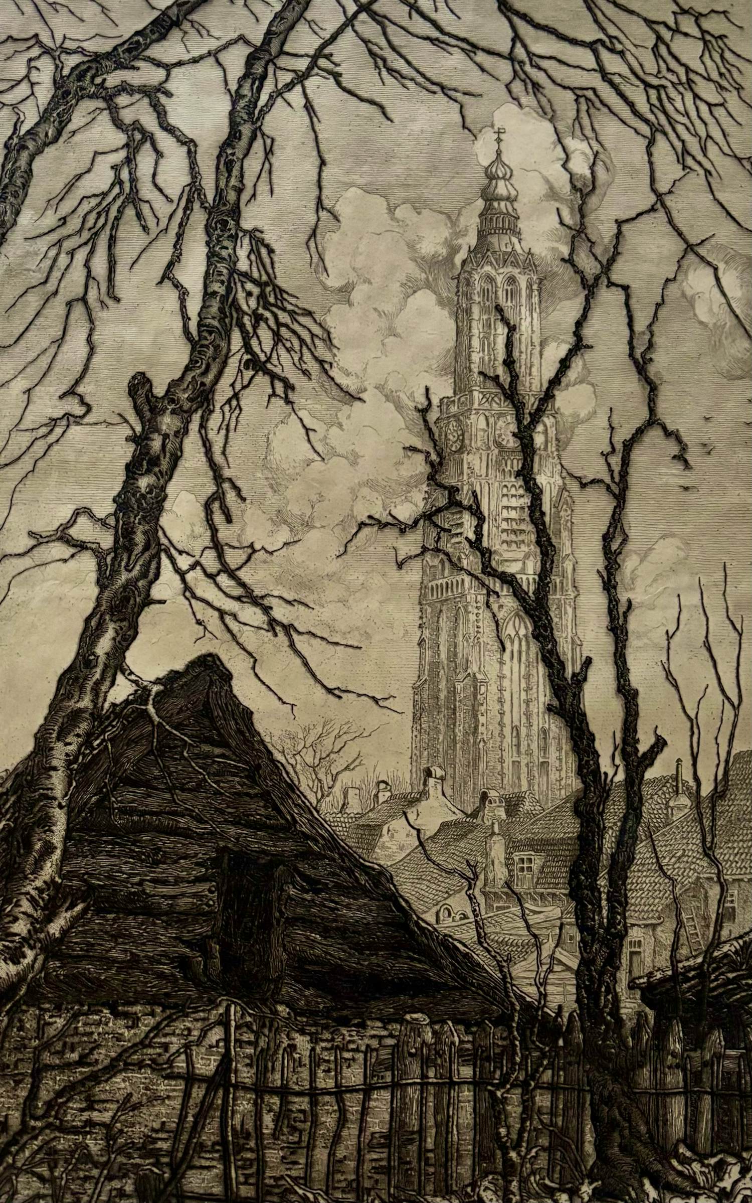 Toon de Jong - Gezicht op Onze Lieve Vrouwentoren te Amersfoort kopen? Bied vanaf 45!