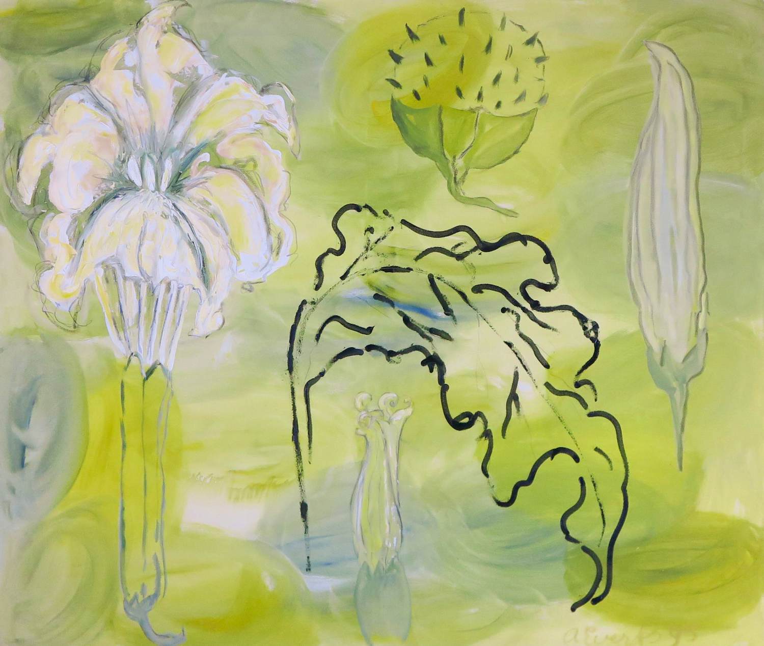 Alida Everts - Acryl op doek, Datura (Zeer Groot) kopen? Bied vanaf 80!