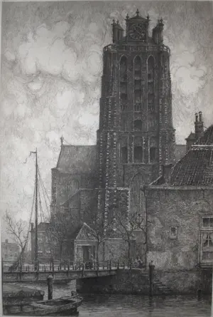 Willem van Nieuwenhoven - De Grote kerk van Dordrecht - ets kaufen? Bieten Sie von 65!