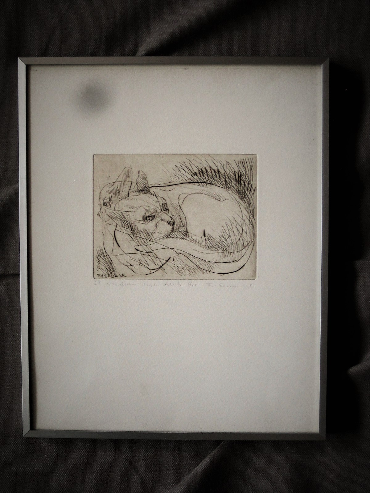 Frits van Eeden - zeldzame 1e staat ets "luierende poezen" gesigneerd  kopen? Bied vanaf 1!