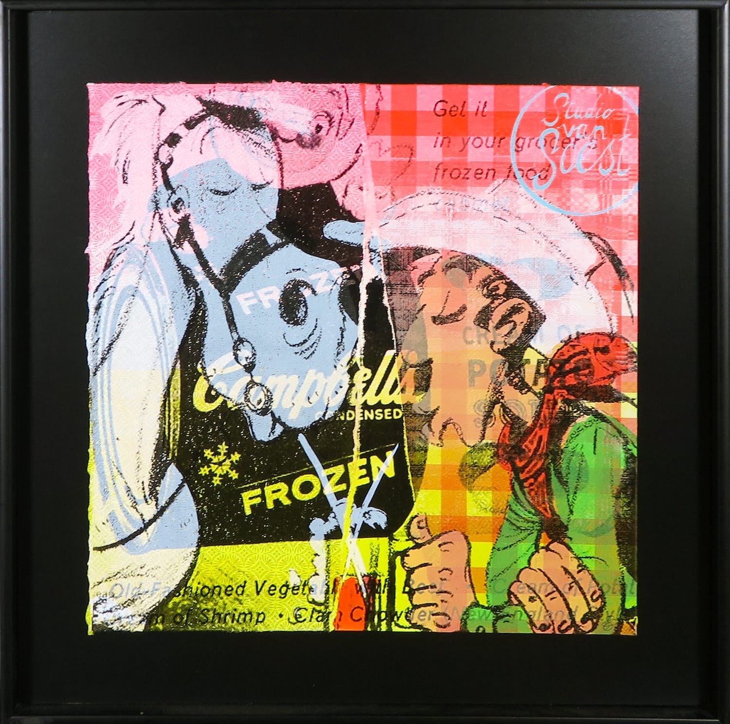 Suzanne van Soest - Gemengde techniek op papier, Lucky Horse - Ingelijst verkocht voor € 50!