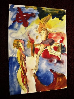 Peter Klashorst - 1982 "Nieuwe Wilden" periode - Gouache op papier - naakten - gesigneerd kopen? Bied vanaf 68!