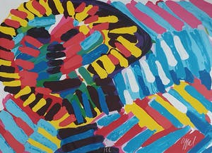 Karel Appel - 'Face in colorful rain' - Ingelijst kopen? Bied vanaf 625!