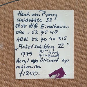 Henk van Rooij - Acryl/olieverf: 'Reliëf schilderij II' (1979) kopen? Bied vanaf 135!