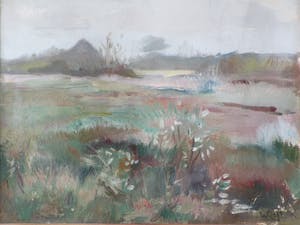 Niet of onleesbaar gesigneerd - Duinlandschap met boerderij - Monogram WR kopen? Bied vanaf 1!