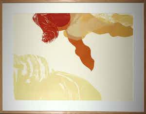 Niet of onleesbaar gesigneerd - Linosnede, Zonder titel - Ingelijst (Zeer groot en zwaar) verkocht voor € 1!