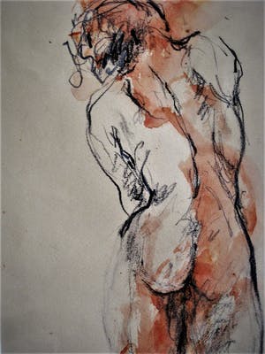 Niet of onleesbaar gesigneerd - Virtuoze impressionistische Aquarel/Pastel "Vrouwelijk Naakt" gesigneerd kopen? Bied vanaf 1!