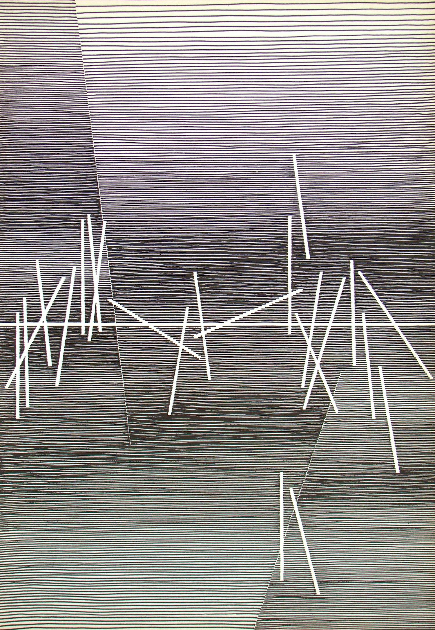 Michel Seuphor - Abstracte compositie - 1958 - Originele lijnets kopen? Bied vanaf 100!