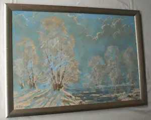 Naum Z. Repkine - Olieverf op canvas , Sneeuwlandschap – Lijst, 78½ x 108½ cm. kopen? Bied vanaf 100!